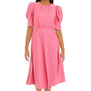 Maison Tara Size 14 Puff Sleeve Pink Dress